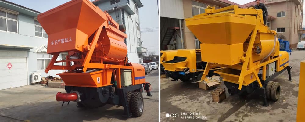 Twin-shaft concrete mixer & concrete pump