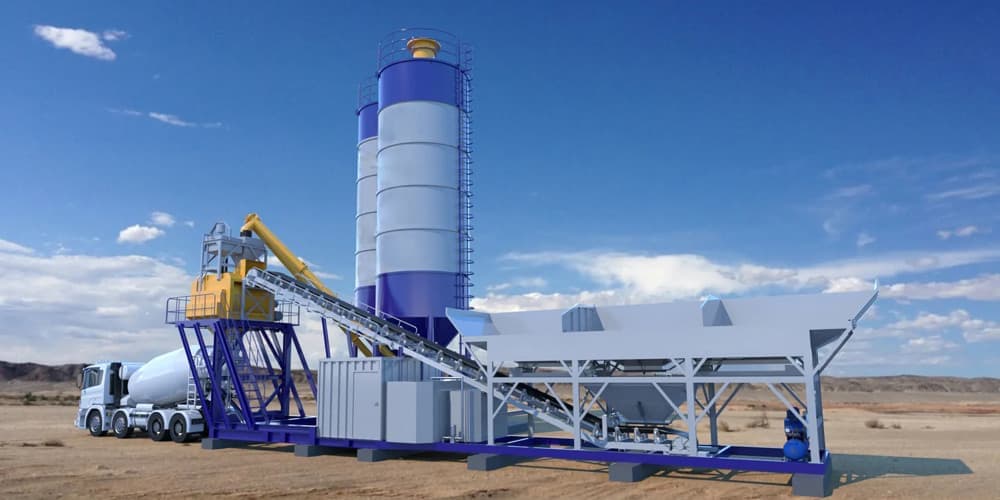 Foundationless concrete mixing plant