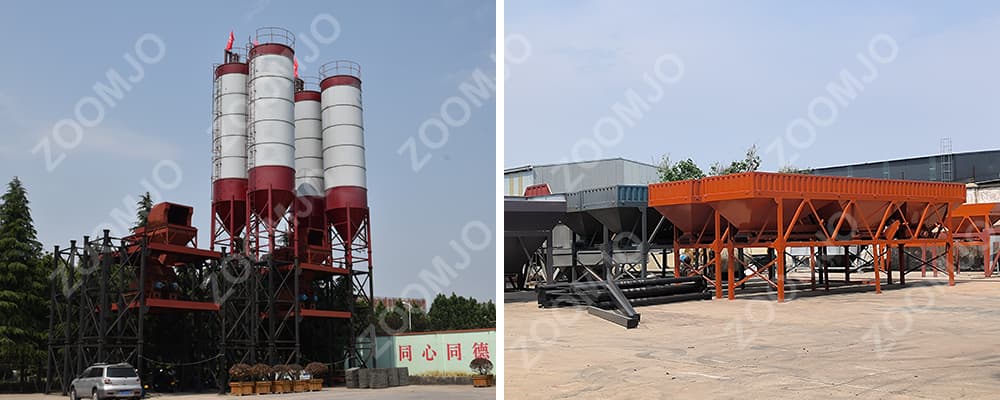 Stationary concrete mixing plant