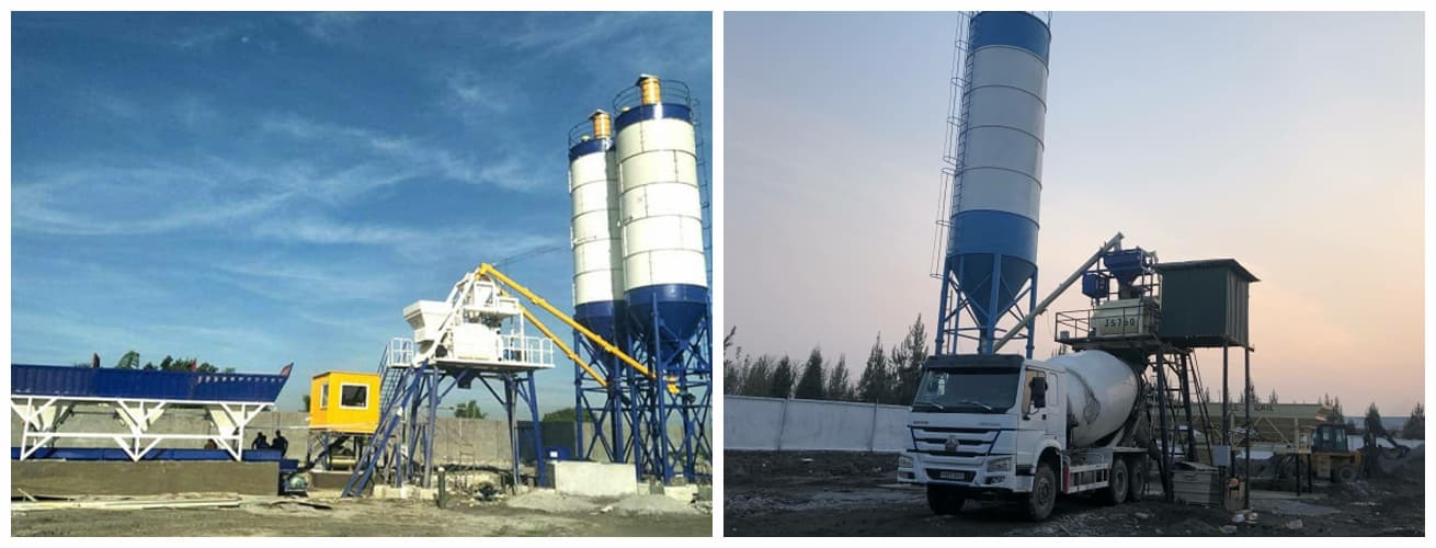 Skip type concrete mixing plant installation and commissioning operation