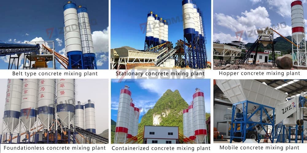 Many types of concrete mixing plant
