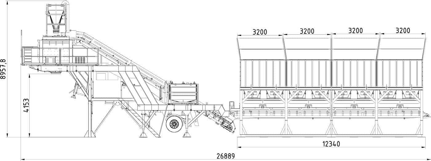 Structure diagram of mobile concrete mixing plant