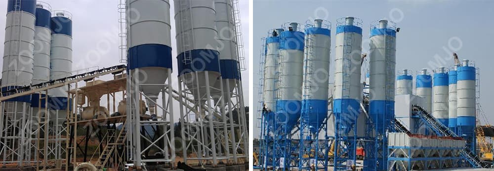 Stationary concrete mixing plant